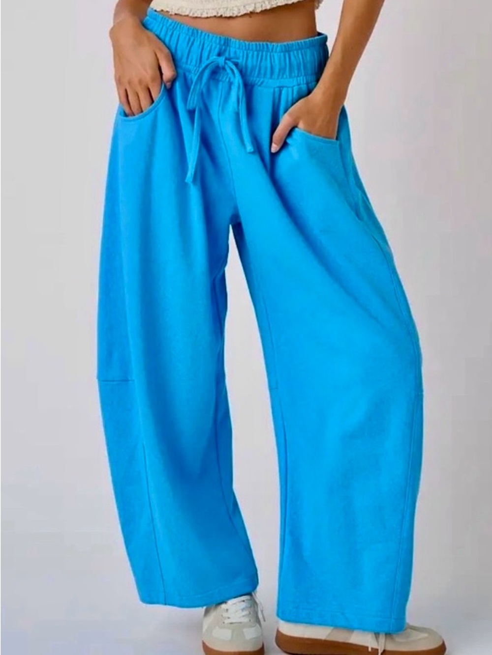 mittoshop Bright Blue Wide-Leg Drawstring Pants